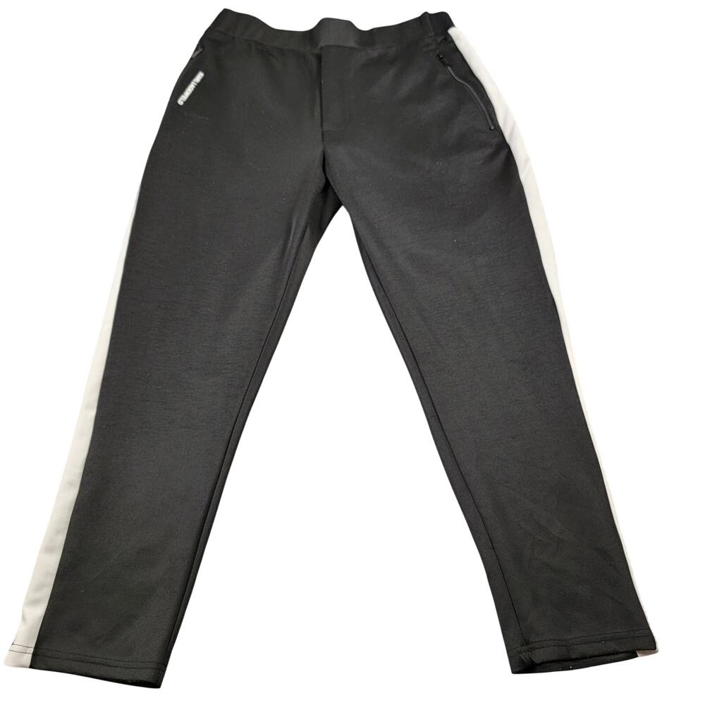 Karl Lagerfeld Paris Track Pants Men’s Large Black White Stripe Zipper Pockets